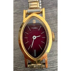 Vintage Timex Women's Watch Gold Tone/ Red Dial 30mm Mechanical Manual Wind